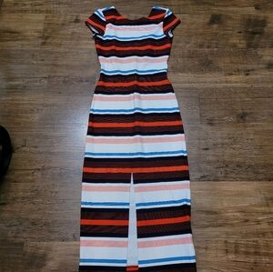 Zara trafaluc collection sheath dress small white black orange striped striped